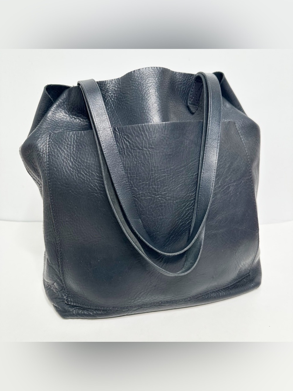 Madewell Black 100% Leather Transport Tote Bag Large 14x12